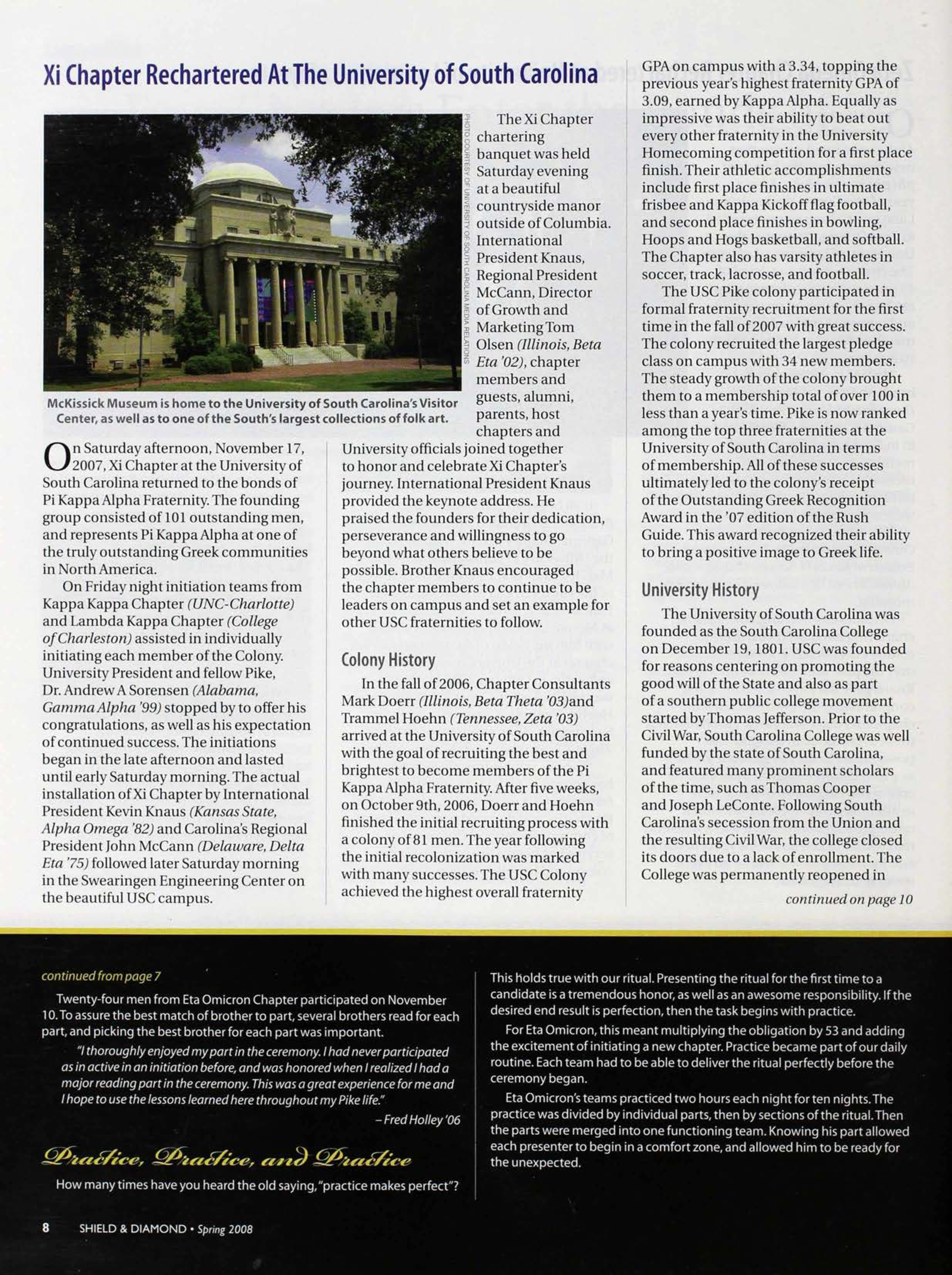 Xi Chapter Rechartered At The University Of South Carolina